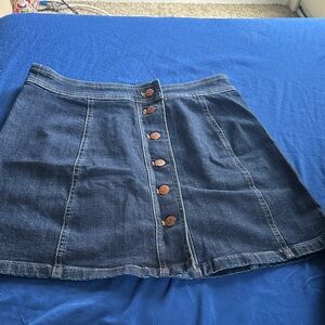 Denim Button-Front Skirt